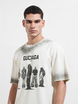 Men's Cream Casual Regular Fit Crew Neck Half Sleeves Tshirt