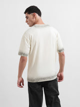 Men's Cream Casual Regular Fit Crew Neck Half Sleeves Tshirt