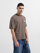 Men's Brown Casual Regular Fit Crew Neck Half Sleeves Tshirt
