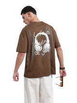 Men's Brown Casual Regular Fit Crew Neck Half Sleeves Tshirt