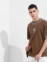 Men's Brown Casual Regular Fit Crew Neck Half Sleeves Tshirt