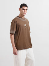 Men's Brown Casual Regular Fit Crew Neck Half Sleeves Tshirt