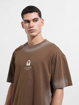 Men's Brown Casual Regular Fit Crew Neck Half Sleeves Tshirt