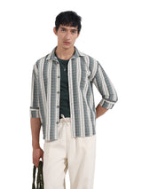 Men's Green Casual Slim Fit Round Neck Full Sleeves Shirt