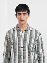 Men's Green Casual Slim Fit Round Neck Full Sleeves Shirt