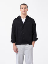 Men's Black Casual Regular Fit Solid Full Sleeves Shirt