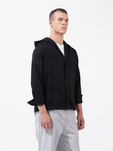 Men's Black Casual Regular Fit Solid Full Sleeves Shirt