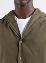 Men's Olive Casual Regular Fit Hooded Full Sleeves Shirt