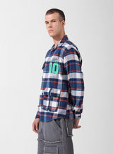 Men's Blue Casual Regular Fit Polo Collar Full Sleeves Shirt