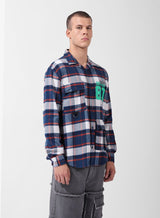 Men's Blue Casual Regular Fit Polo Collar Full Sleeves Shirt