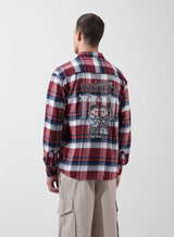 Men's Red Casual Regular Fit Polo Collar Full Sleeves Shirt