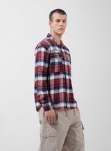 Men's Red Casual Regular Fit Polo Collar Full Sleeves Shirt