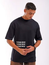 Men's Black Casual Oversized Fit Printed Half Sleeves Tshirt