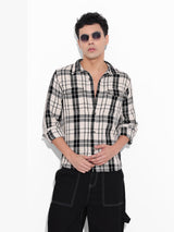 Men's Black Casual Checked Full Sleeves Shirt