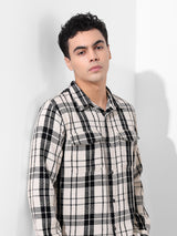 Men's Black Casual Checked Full Sleeves Shirt