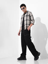 Men's Black Casual Checked Full Sleeves Shirt