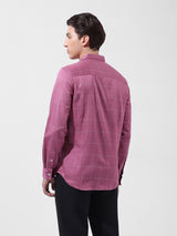 Men's Pink Casual Slim Fit Checked Full Sleeves Shirt