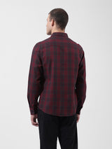 Men's Maroon Casual Slim Fit Checked Full Sleeves Shirt