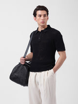 Men's Black Casual Slim Fit Solid Half Sleeves Tshirt