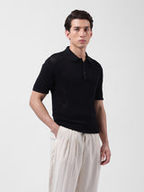 Men's Black Casual Slim Fit Solid Half Sleeves Tshirt