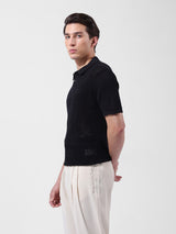 Men's Black Casual Slim Fit Solid Half Sleeves Tshirt