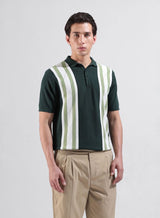 Men's Green Casual Textured Slim Fit Half Sleeves Polo Tshirt
