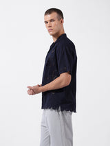Men's Blue Casual Regular Fit Solid Half Sleeves Shirt