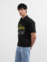 Men's Black Casual Baggy Fit Round Neck Half Sleeves Shirt