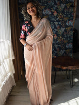 Women's Brown Mul Cotton Modal Saree