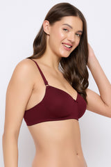 Women's Red Solid Cotton Bra