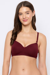 Women's Red Solid Cotton Bra