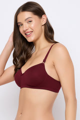 Women's Red Solid Cotton Bra