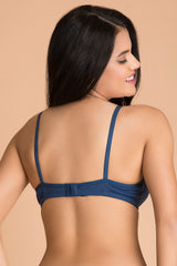 Women's Blue Solid Cotton Bra