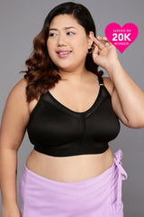 Women's Black Solid Cotton Bra