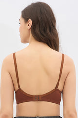 Women's Brown Solid Polyamide Bra