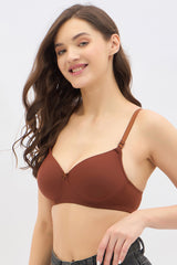 Women's Brown Solid Polyamide Bra