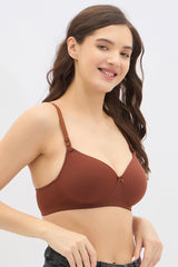 Women's Brown Solid Polyamide Bra