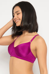 Women's Pink Solid Polyamide Bra