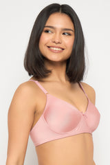 Women's Pink Solid Polyamide Bra