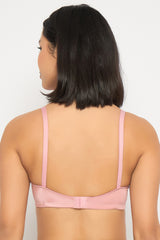 Women's Pink Solid Polyamide Bra