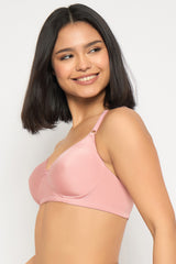 Women's Pink Solid Polyamide Bra