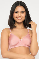 Women's Pink Solid Polyamide Bra