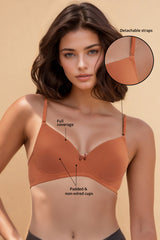 Women's Beige Solid Cotton Bra