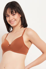 Women's Beige Solid Cotton Bra