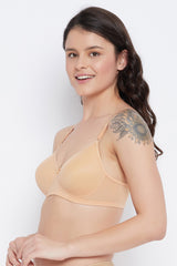Women's Beige Solid Powernet Bra