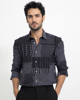 Men's Black Casual Regular Fit Printed Full Sleeves Shirt