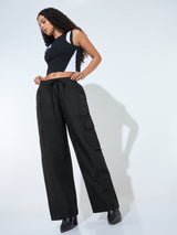 Women's Black Casual Boxy Fit Trouser
