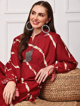 Women's Red 2 Pieces Set Kurta with Bottom