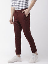 Men's Slim Fit Solid Mid Rise Chinos