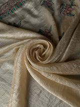 Women's Beige Mulberry Silk Saree